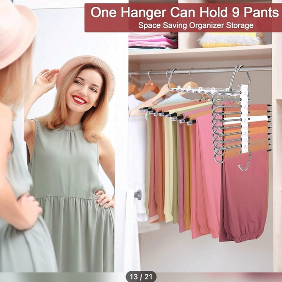 1pc Multipurpose Foldable Pants Hanger/rack With Multilayer & Hanging Design - Picture 4 of 5